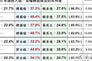 美麗島民調：2020年大選　韓國瑜比郭台銘強！