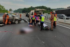 車輪突爆胎兒被拋出車外慘死