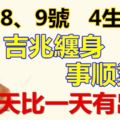 7、8、9號，吉兆纏身，4生肖事順業旺，往後一天比一天有出息