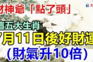 財神爺「點了頭」，7月11日後好財運，財氣升10倍！