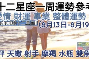 【十二星座一周運勢】愛情、財運、事業、整體運勢，一起來參考看看，天秤、天蠍、射手、摩羯、水瓶、雙魚座（8月13日-8月19日）