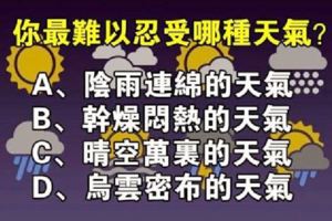 心理測試：你最討厭以下什麼天氣？測你內心最排斥什麼？