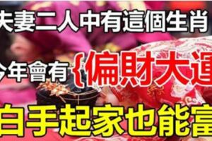 夫妻二人中有這生肖，今年會有偏財運，白手起家也能富