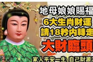 地母娘娘賜福，6大生肖大財臨頭，【各位請接財】