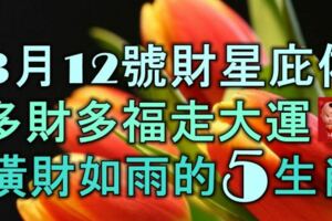 3月12號起財星庇佑，多財多福走大運，橫財如雨的5大生肖！