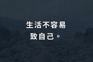 生活不容易，致自己。