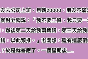 朋友不滿足月薪2萬，便向老闆提議：我只要一塊錢！沒想到一個星期後他卻欲哭無淚！能看懂結局的都是人才啊......