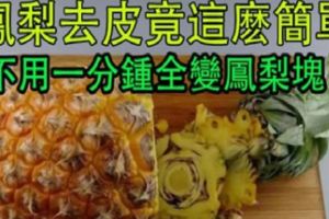 去皮小妙招：鳳梨去皮竟這麼簡單，不用一分鐘全變鳳梨塊！太實用了，歡迎分享！