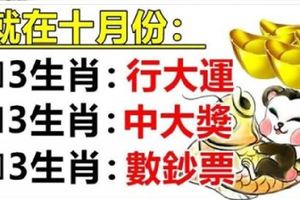 【九大生肖】：行大運，中大獎，數鈔票，就在十月份