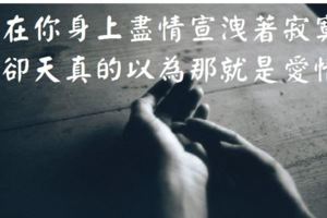 他在你身上盡情宣洩著寂寞，你卻天真的以為那就是愛情