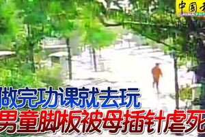 沒做完功課就去玩男童腳板被母插針虐死