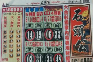 9/1 港六合 。石頭公神財報。財就在裡面。參考。參考。