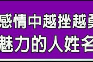 在感情中越挫越勇，越有魅力的人姓名筆劃