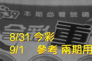 8/31。9/1 今彩【超重點】 參考 兩期用      