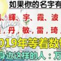 如果你的名字中有這些字，2019年等著數錢吧