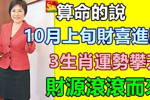 算命的說，10月上旬財喜進門，3生肖運勢攀升，財源滾滾而來