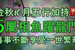 金秋10月，五行加持，5大屬相魚躍龍門，喜事不斷，享受一世繁華！