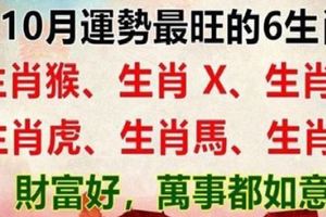 10月運勢最旺的6個生肖，財運好，萬事都如意