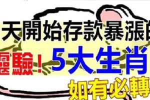 明天開始存款暴漲的5生肖。