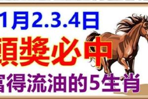 頭獎必中，11月2，3，4日3天財神附體，富得流油的5生肖！