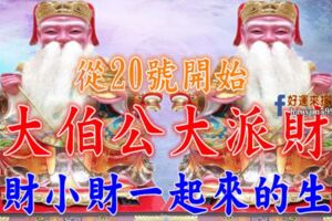 從20號開始大伯公大派財，大財小財一起來的生肖