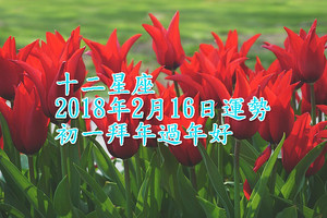 十二星座2018年2月16日運勢 初一拜年，過年好~