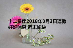 十二星座2018年3月3日運勢：好好休息，週末愉快~