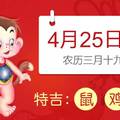 4月25日生肖運勢_鼠、雞、猴大吉