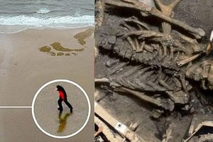 英國海灘上現身巨人的足跡！神廟挖出一具高20米的骨骸，看完這些證據真的嚇死了.......