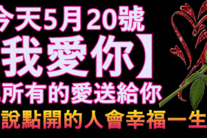 今天5月20號我愛你~把所有的愛送給你！據說點開這祝福的人會幸福一生哦~