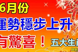 6月份運勢穩步上升有驚喜的五大生肖！