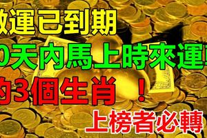 黴運已到期，10天內馬上時來運轉的3個生肖！上榜者必轉！