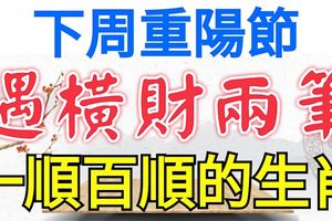 下周重陽節遇橫財兩筆，日子一順百順的生肖！