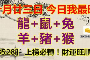 十月廿三日，今日我最旺！龍+鼠+兔+羊+豬+猴！【8528】上榜必轉！財運旺順！