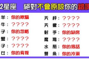 「可以不恨你，但我無法原諒你」！12星座絕不原諒你的「錯誤」是什麼！