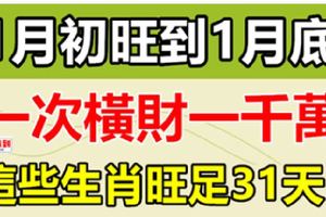 一次橫財一千萬！這些生肖1月初到1月底，橫財不斷！旺足31天！