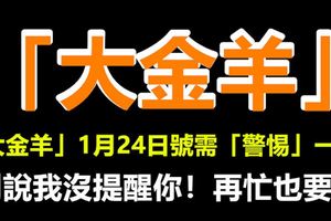 「大金羊」1月24日號需「警惕」一點，別說我沒提醒你！再忙也要看