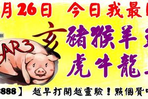 3月26日，今日我最旺！豬猴羊兔虎牛龍馬！【38888】越早打開越靈驗！點個贊吧！