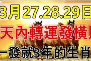 這些生肖，3月27.28.29日3天內轉運發橫財，一發就3年！