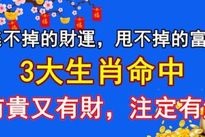 逃不掉的財運，甩不掉的富貴，3大生肖命中有貴又有財，註定有錢