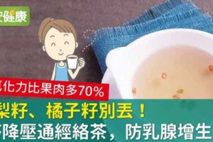 酪梨籽、橘子籽別丟！1杯降壓通經絡茶，防婦科乳腺增生