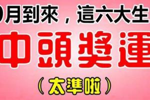 9月的到來，這六大生肖最有中頭獎運。