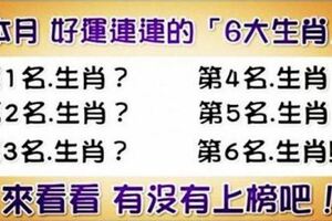 本月天天好運的6大生肖