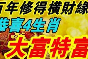 百年修得橫財緣！恭喜4大生肖，2019年與財結緣，大富特富