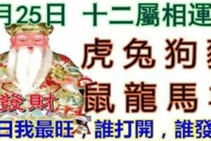 2月25日正月廿一,十二屬相運勢(今日我最旺，誰打開誰發財)