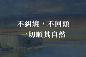 生活：不糾纏，不回頭，一切順其自然