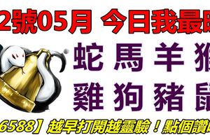 02號05月，今日我最旺！蛇馬羊猴雞狗豬鼠！【26588】越早打開越靈驗！點個讚吧！