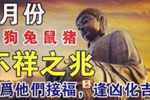 5月份，屬猴狗兔鼠豬要小心，有不祥之兆！請為他們接福，逢凶化吉~