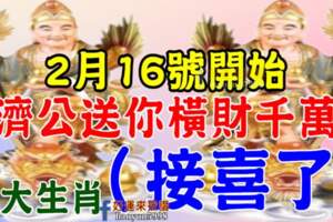 2月16號開始濟公送你橫財千萬，八大生肖【接喜了】