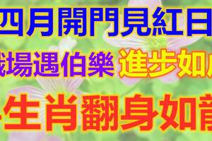 四月開門見紅日，職場遇伯樂，4生肖翻身如龍，進步如虎